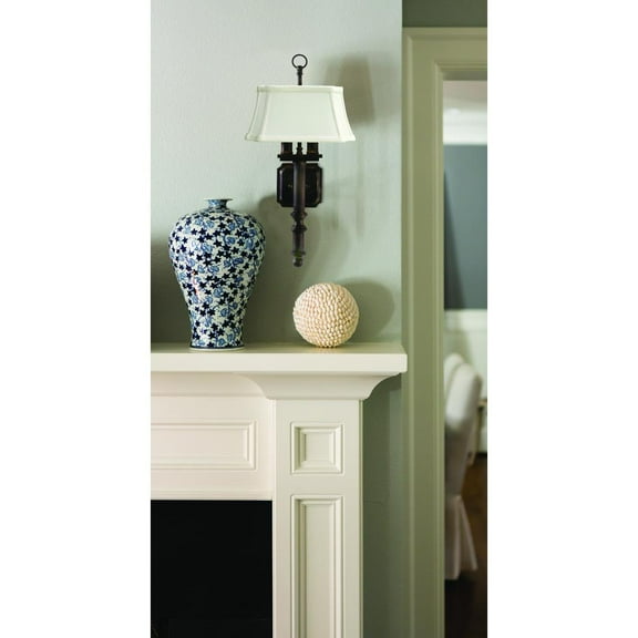 House of Troy WL616-CB Decorative - 2 Light Wall Mount-19 Inches Tall and 9.25 Inches Wide Copper Bronze  Polished Brass Finish with Off-White Linen Shade