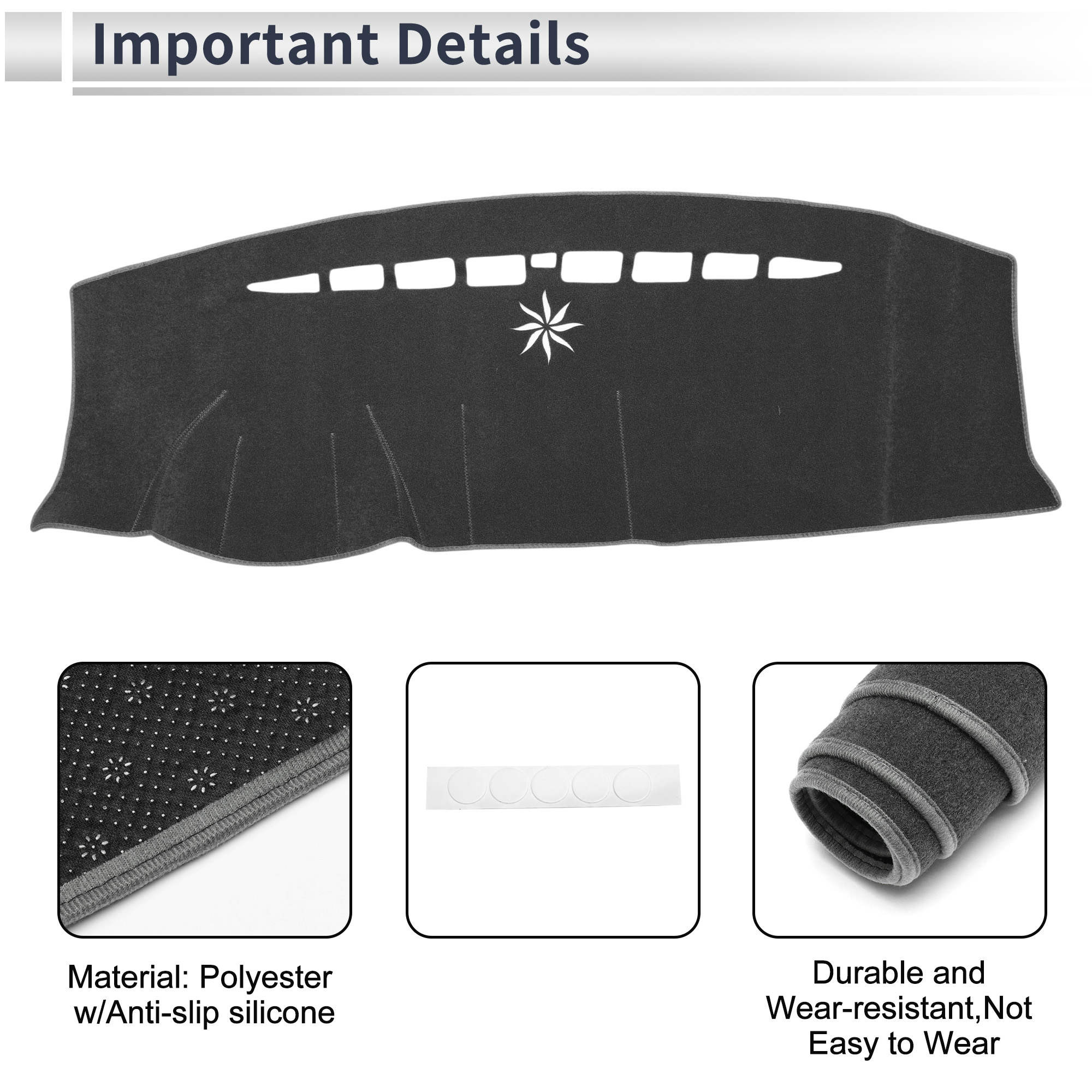 Unique Bargains Non-Slip Dashboard Cover for Ford Edge 2011-2014 Gray