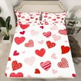 thumbnail image 2 of Feelyou Kawaii Love Heart Queen Sheet Sets, Fashion Stripes Polkadots Flat Sheet, Teens Kids Girls Women Queen Fitted Sheet, Breathable Home Decor, 4-Piece, 2 of 7