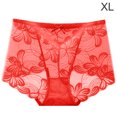 thumbnail image 1 of Bragas de encaje Mujeres Sexy Hollow Seamless Briefs Cintura media Levantamiento de cadera Ropa interior transpirable, Rojo, XL kenally AP001201-05B, 1 of 7