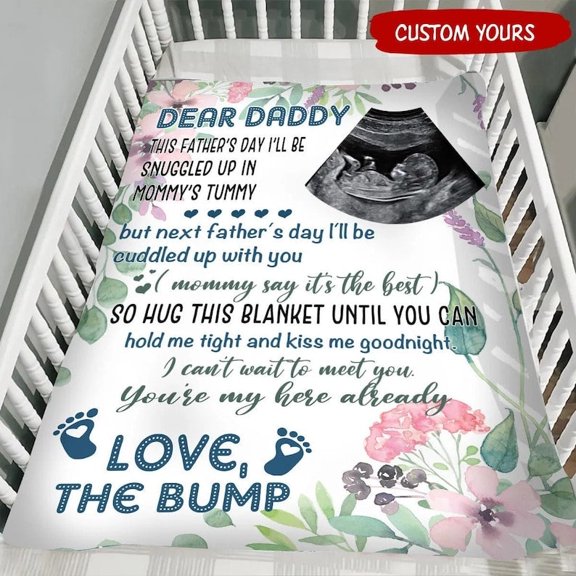 Dear Daddy You?€?re My Hero Ultrasound Fleece Blanket, Father?€?s Day Dad To Be, Gift From The Bump, Expecting Dad Gift, New Dad Gift, 30x40in Fleece Blanket