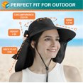 thumbnail image 5 of SUN CUBE Women Hiking Hat Fishing Hat | Ponytail Sun Hat with Neck Flap Wide Brim | Summer Outdoor Camping Beach Safari Ladies Foldable Woman Hat UPF50+ (Black), 5 of 9