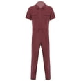 thumbnail image 3 of Alvivi Men's Blend Work Coveralls Short Sleeve Jumpsuit Multiple Pockets Zipper Overalls Workwear Burgundy M, 3 of 7