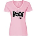thumbnail image 3 of Inktastic Halloween Boo with Spider and Web in Black Women's V-Neck T-Shirt, 3 of 5