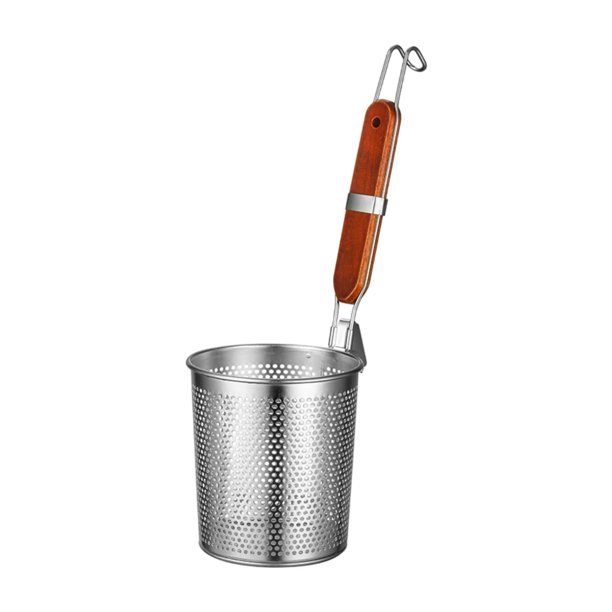 Colador de alimentos, colador de pasta, colador de fideos de mango largo, cesta para escurrir pasta M