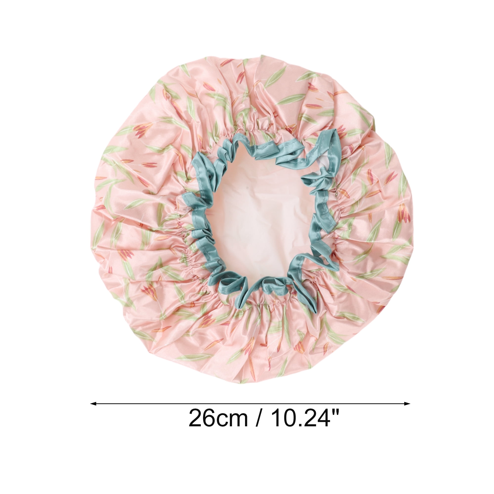 Unique Bargains Women Double Layer Large Dots Shower Cap 1 Pc Pink