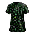 thumbnail image 4 of GEWSEY St. Patricks Day Scrub Tops for Women Irish Shamrock Holiday Shirts V Neck Short Sleeve Nursing Uniform with Pockets (Dark Green, XXL), 4 of 8
