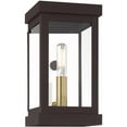thumbnail image 3 of 5 inch 1 Light Bronze Outdoor Wall Lantern with Clear Glass Shade backed with Solid Brass material for patio, front porch, entryway and more, 3 of 5