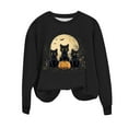thumbnail image 7 of VKOYWKM Halloween Sweatshirt for Women Black Cat Graphic Sweatshirts Oversized Long Sleeve Crew Neck Pullover Vintage 90s Halloween Sweatshirt, 7 of 7