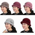 thumbnail image 2 of Winter Knitted Hats With Flower Pattern Ladies Fashion Warm Women Capot, 2 of 5
