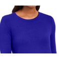 thumbnail image 2 of JM COLLECTION Womens Blue Textured Button-cuff Long Sleeve Jewel Neck Sweater Petites PXL, 2 of 3