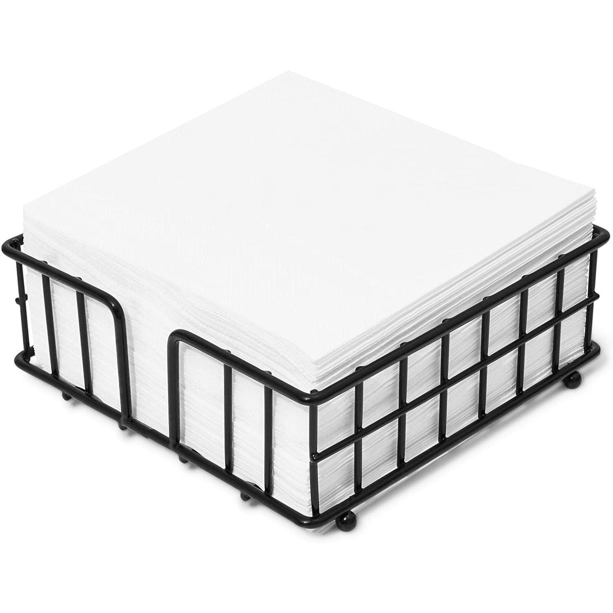 Juvale Black Steel Dining Table Napkin Holder with 100pcs Brown Napkins