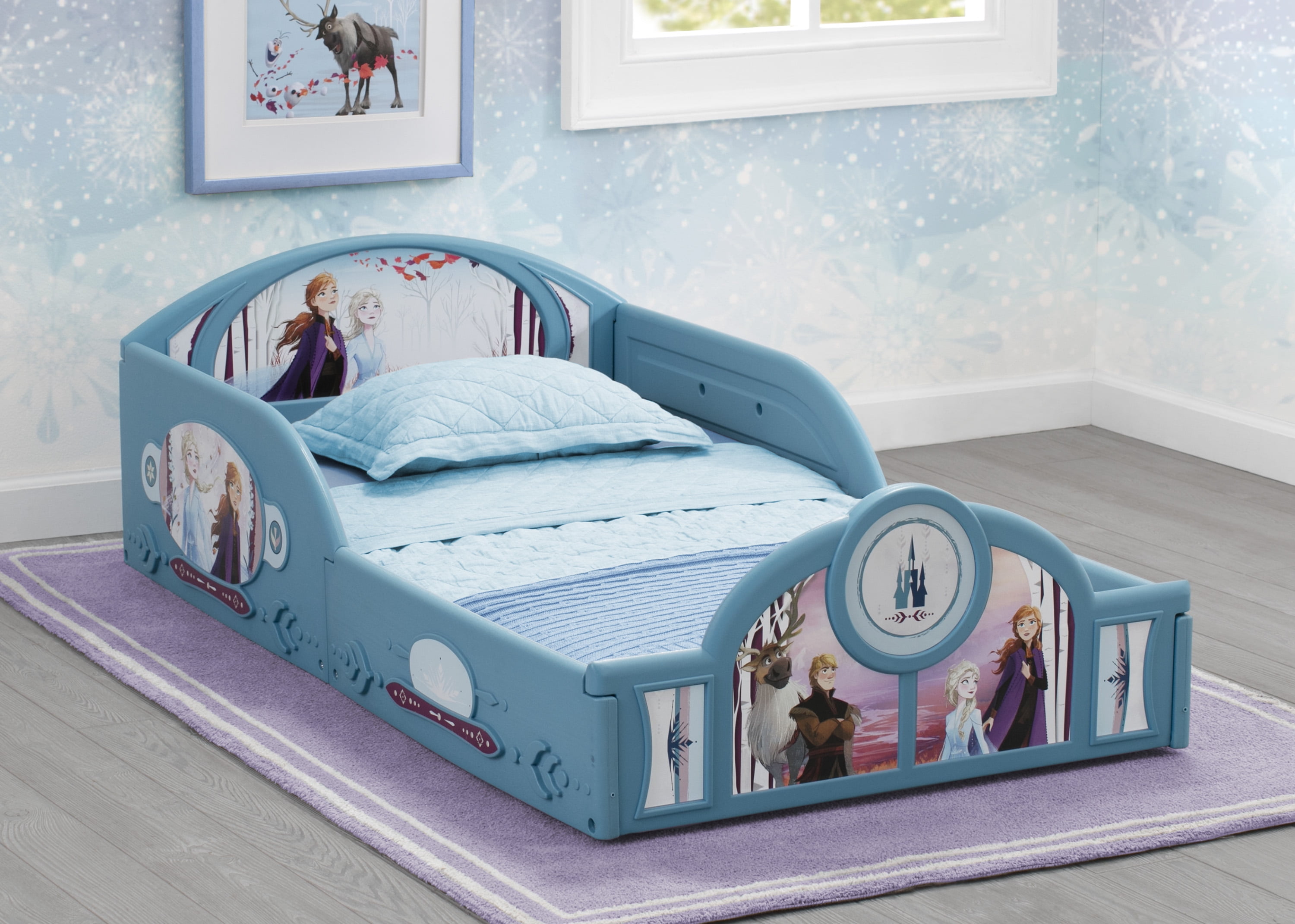 Frozen Disney Toddler Bed with Shelf and Storage 