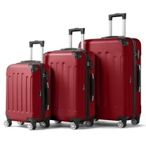 UBesGoo 29” Unisex 3-Piece Hardshell Spinner Luggage Set, Wine Red