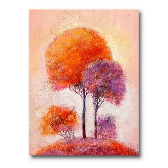 Designart ' Colourful Trees Abtract Impression I ' Traditional Canvas Wall Art Print