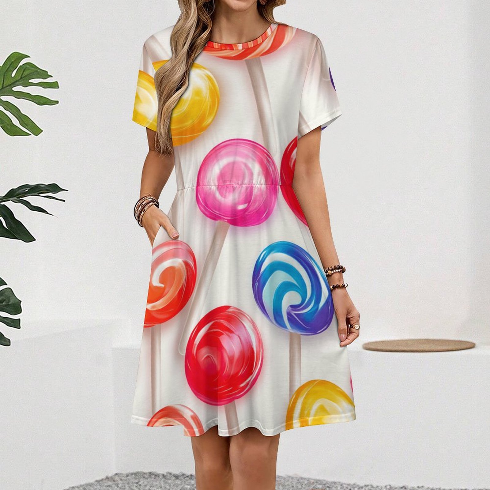 short summer mini dresses PRETTYGARDEN Women's Short Sleeve Mini Dress Summer V Neck Hollow Out