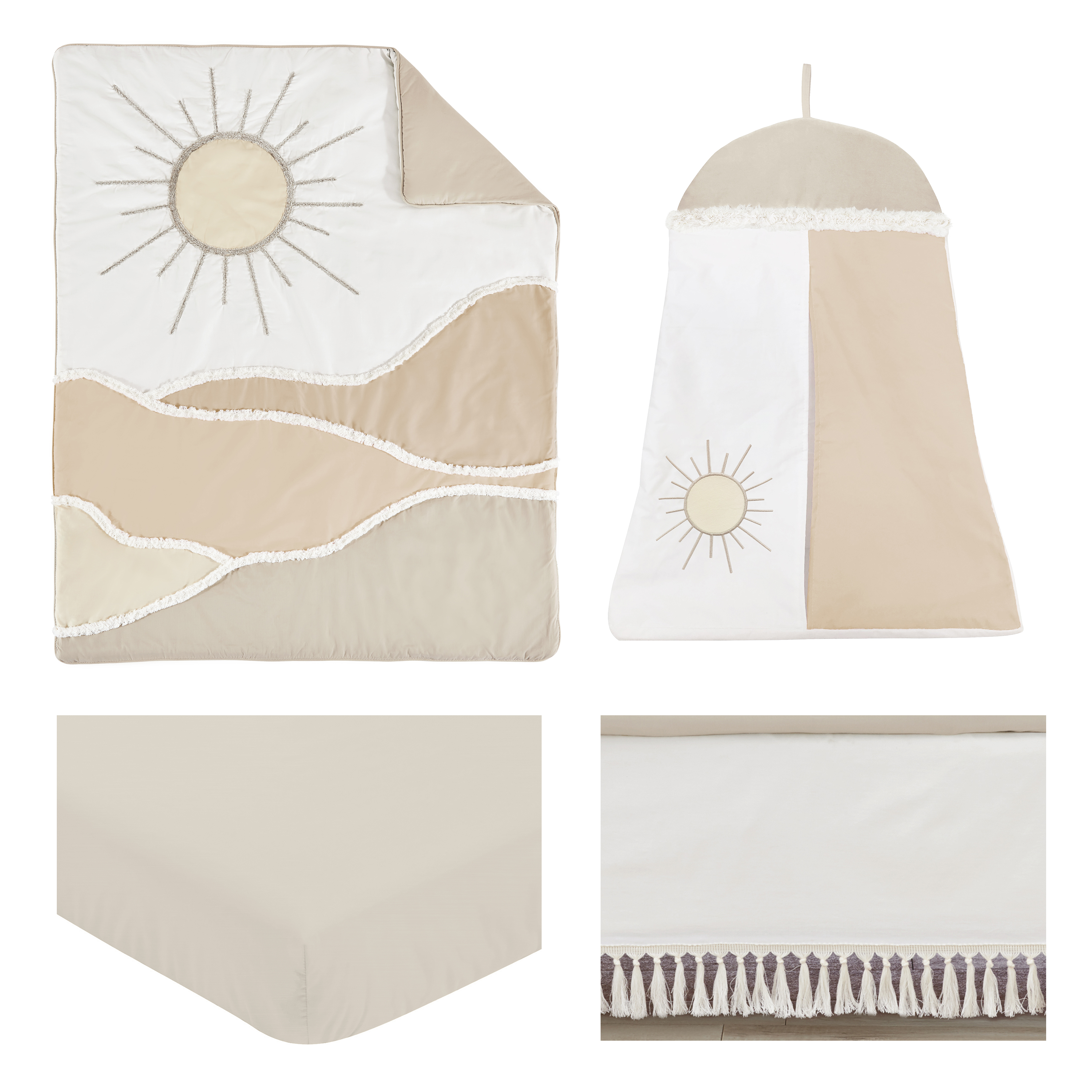 Sweet Jojo Designs Desert Sun Beige Ivory 4 Piece Crib Bedding Set