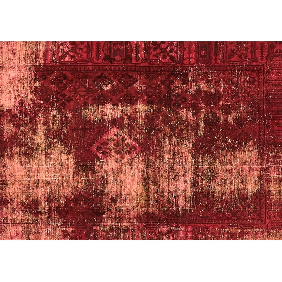 Ahgly Company Indoor Rectangle Abstract Orange Modern Area Rugs, 5' x 7'