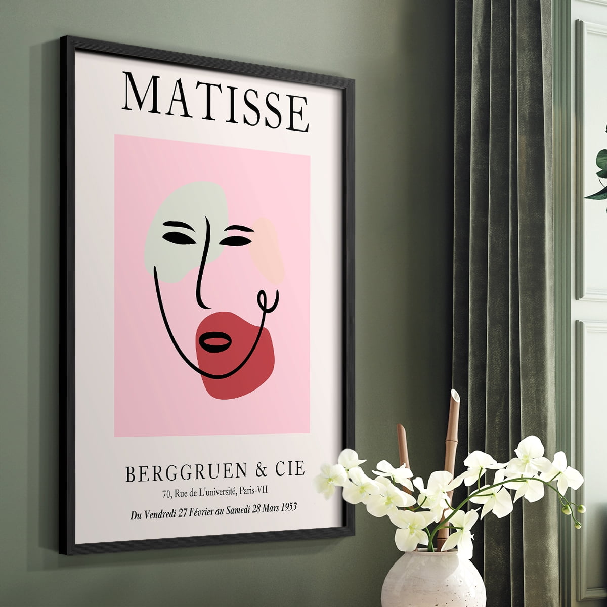 Matisse CDXCV in Black Solid Wood Framed Print No Nail Hanging