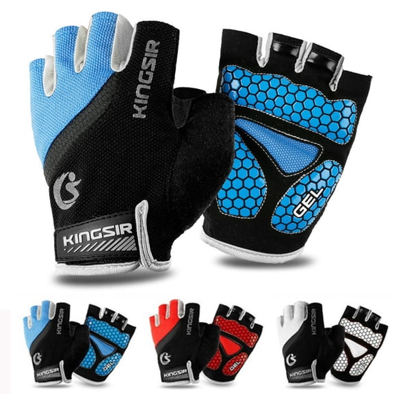 Worgeous Blue Cycling Gloves for Outdoor Sports Made of Polyester Fiber Lightweight Breathable Shock Absorbing Anti Slip Half Finger Design Size L