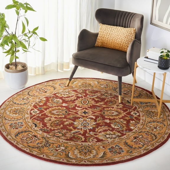 SAFAVIEH Classic Gloria Oriental Wool Area Rug, Rust/Camel, 5' x 5' Round