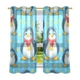Cute Penguins with Gold Medals Stars Cartoon Window Curtains Decorative