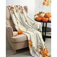 thumbnail image 3 of Fall Pumpkin Flannel Blanket for Bed,Travel and Camping, Sunflower Leaf Super Soft Cozy Blanket for All Seasons 40"x60", 3 of 6