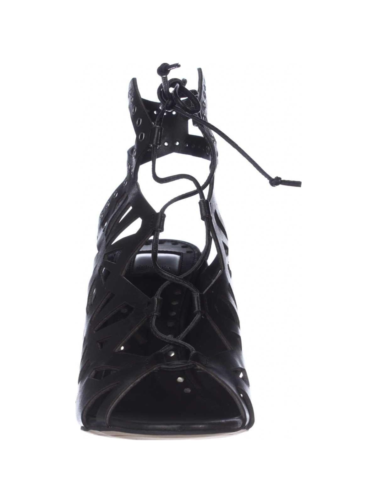 Womens Dolce Vita Helena Cut-Out Lace-Up Dress Sandals, Black Leather, 9.5 US Womens Dolce Vita Helena Cut-Out Lace-Up Dress Sandals, Black Leather, 9.5 US