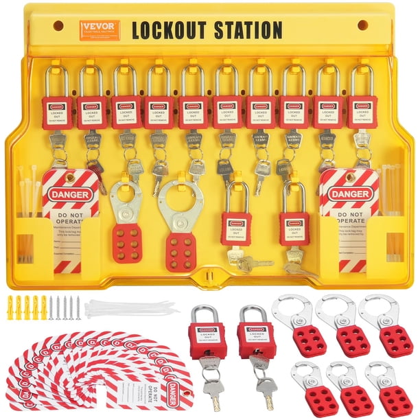 Kit de etiquetado Lockout VEVOR, 60 unidades, con 14 candados, 3 cierres y más