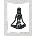 thumbnail image 1 of Keep Calm Tapestry, Do Yoga Quote in Girl Shape in Lotus Pose with Swirls and Calligraphy Art Text, Wall Hanging for Bedroom Living Room Dorm Decor, 40W X 60L Inches, Black White, by Ambesonne, 1 of 2