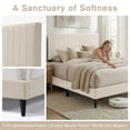 thumbnail image 6 of Upholstered Queen Platform Bed Frame,Tufted Channel Headboard, Mid-Century Bedroom Furniture,Queen Bed Frame Wood Slats,Modern Soft Boucle,64.25" x 84.5" x 45",Cream White, 6 of 8