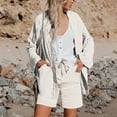 thumbnail image 4 of QATAINLAV Casual Linen Beach Shorts for Women Solid Color Gauze Straight Legs Short Pants Loose Fit Lounge Shorts with Pockets Beige XL Birthday Gifts, 4 of 8