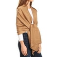 thumbnail image 4 of Sakkas Cara Pleated Crinkle Soft and Warm Shawl/ Wrap/ Stole - Camel - One Size Regular, 4 of 5