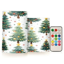 ALAZA Christmas Tree Pattern 2 PCs LED Flickering Flameless Candles with Remote Timer Battery Operated Candle