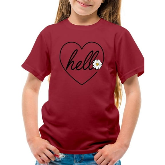 Hello Heart W Daisy T-Shirt Juniors -Image by Shutterstock, Large