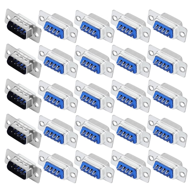 PC Accessories 25 Pcs DB9 Male Connector Dual Rows 9 Pin D-Sub Connector Solder Type Adapter Connectors