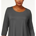 thumbnail image 2 of JM Collection Women's Scoopneck Top Gray Size 0X, 2 of 3