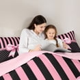 thumbnail image 5 of Erosebridal Pink Bowknot Kids 7-Piece Twin Bedding Sets,Pink Black Modern Geometric Stripes Bedding Comforter Set For Bowtie Girls,Pink Reversible, 5 of 7
