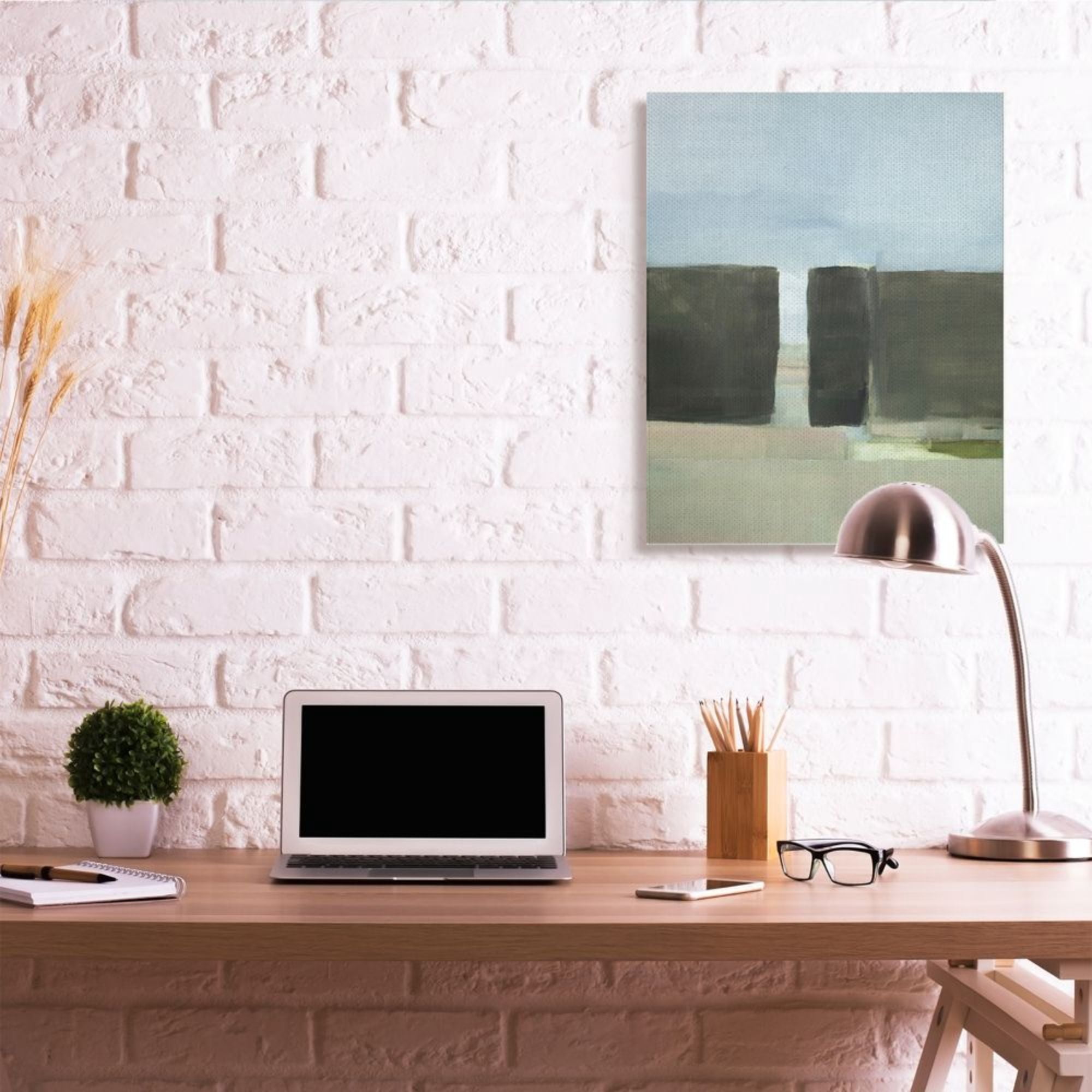 Stupell Industries Grassy Landscape Abstract Open Spaces Green Blue Design by Stephane Villafane, 30" x 40"