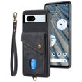 thumbnail image 1 of SaniMore Case for Google Pixel 7A 6.1" 2023, [Flip Card Slot Design Kickstand] Removeable Wrist Strap Magnetic Car Mount Wear-resistant PU Leather Skin Shockproof Anti-drop Shell, Black, 1 of 9