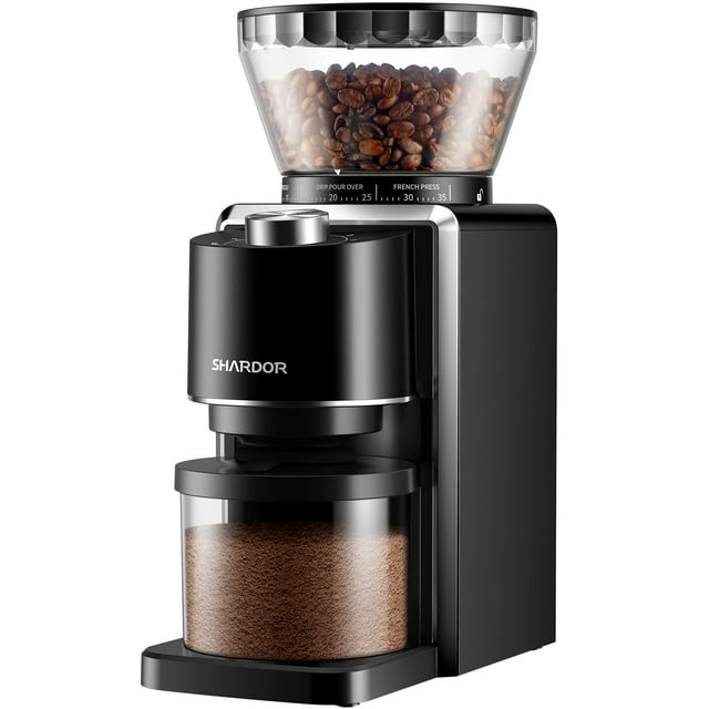 SHARDOR Conical Burr Coffee Grinder Adjustable Automatic Burr Mill with 35 Precise Grind Setting for 2-12 Cup, Black