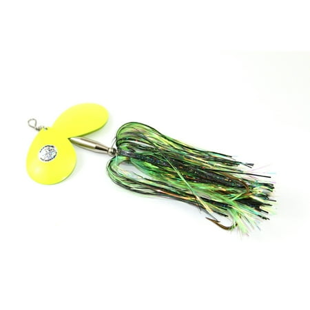Musky Mayhem Tackle Double Showgirl Bait 7 1/2-inch 1.6-ounce Black/Chartreuse Spinnerbaits