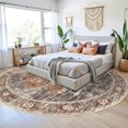 thumbnail image 3 of General Washable 9 ft Round Area Rug - Large Boho Rugs for Living Room Stain Resistant Carpet Vintage Tribal Rugs for Bedroom Kitchen Bathroom with Non Slip Backing Decor Floor Mat 9ft Brick, 3 of 15