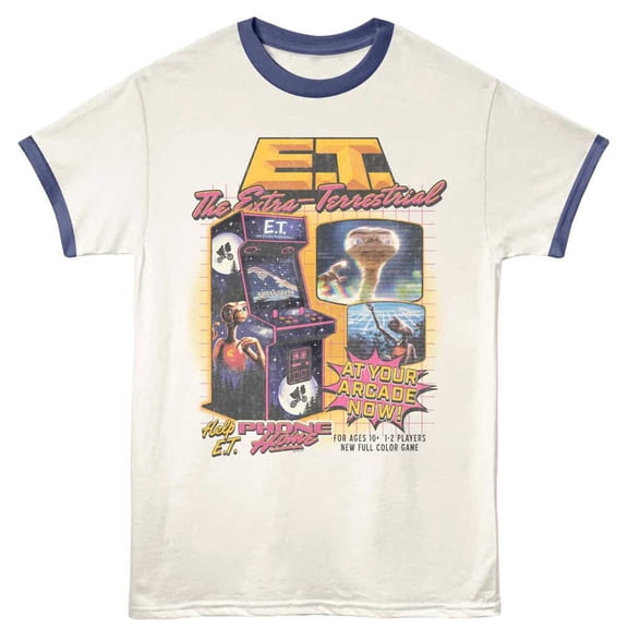 ET Arcade Game Ringer T Shirt (Ivory, AdultS)