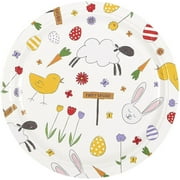 80 Pack Happy Easter Paper Plates, Animals Rabbit & Flowers Party Supplies & Decorations for Kids, 9 in