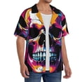 thumbnail image 2 of Susaid Colorful Skull Print Men's Polo Shirts Button Down Short Sleeve Casual Summer Beach Vintage Shirts for Men-4X-Large, 2 of 5