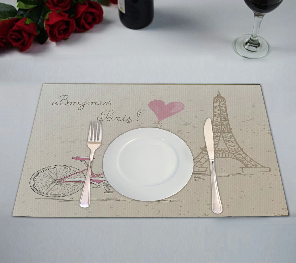Home & Living Paris Flower Print Placemats Linens Table Linens