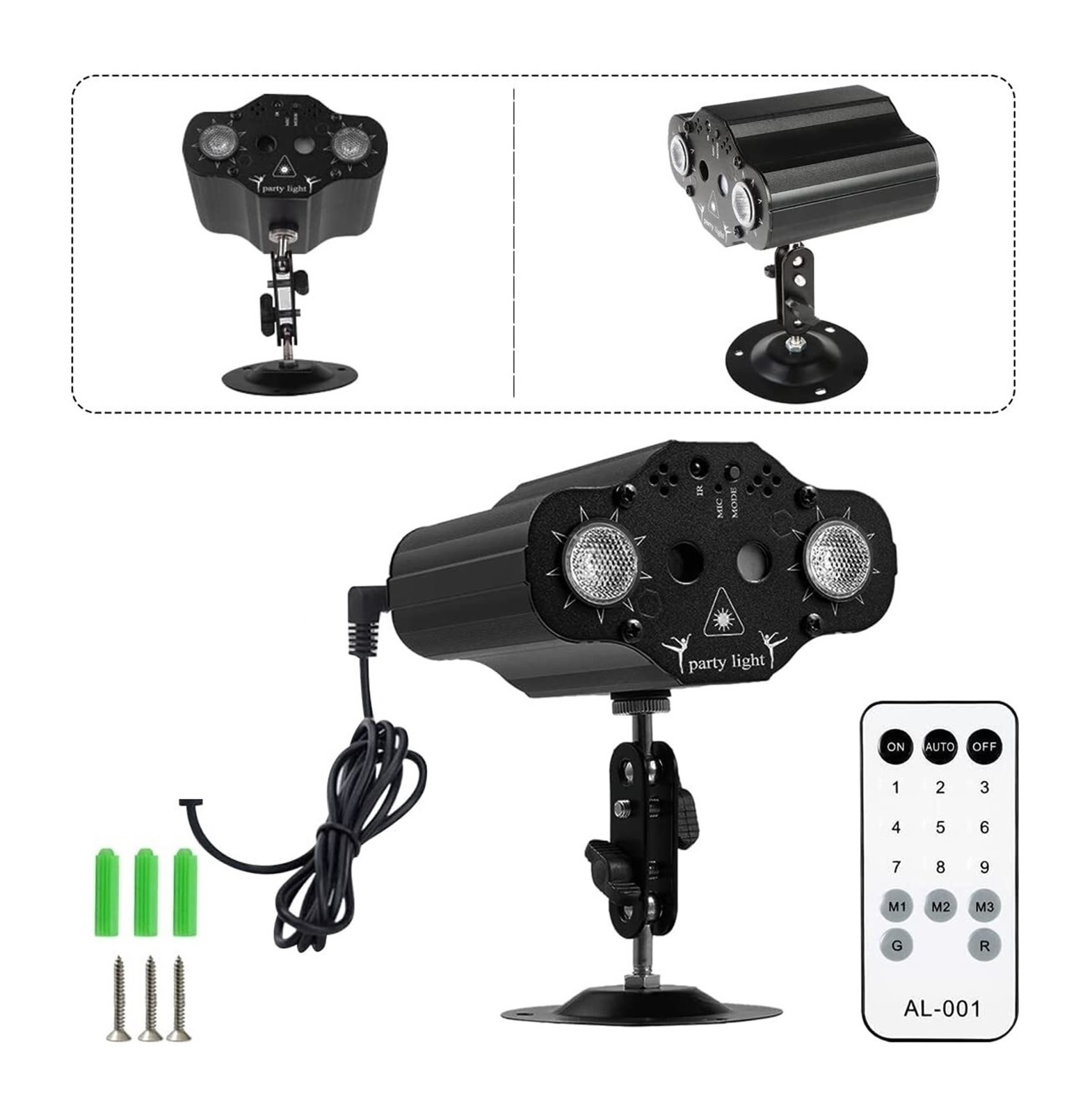 Stage DJ Party Projector Disco Voice Controlled Red Green Blue Strobe Lights Club Family Holiday Christmas Lights