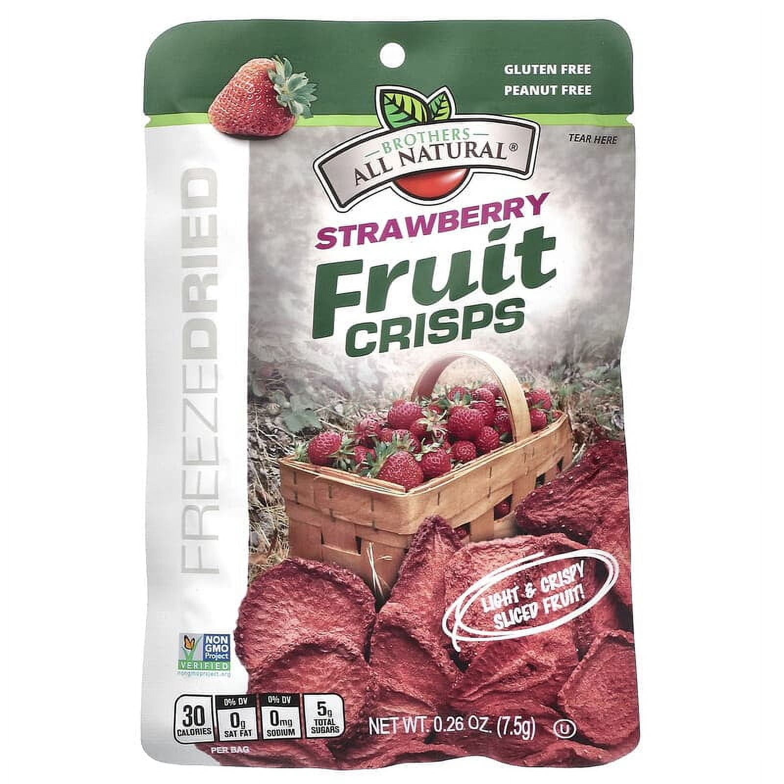 Brothers-All-Natural, Freeze Dried - Fruit Crisps, Strawberry , 12 Single-Serve Bags, 3.17 oz Pack of 2