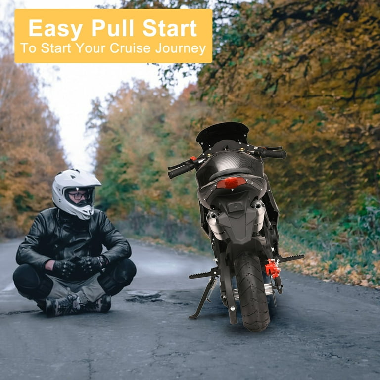 Fairnull Mini Motorcycle,Hydraulic Shock Absorption-Dual Headlights-Front Rear Disc Brakes Gas Power Pocket Motorbike